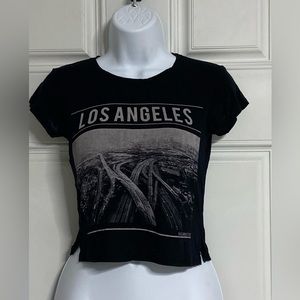 3- LOS ANGELES Black Burnout Cropped T-Shirt